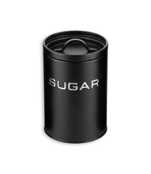 Lata negra azúcar