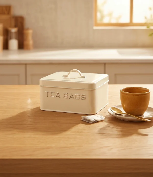 Lata para té 6 divisiones crema