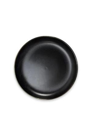 Plato grande negro con borde metalizado Gibson Home