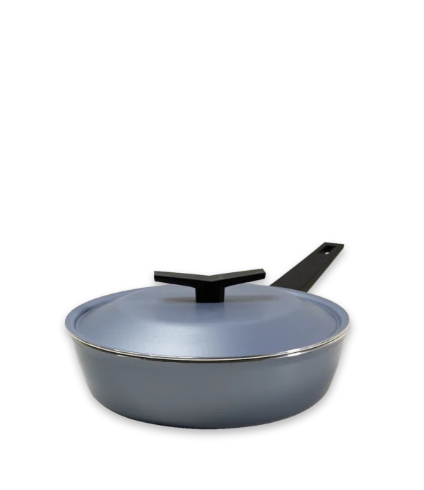 Sartén Honda Con Tapa 24 Cm Tramontina Spezia Inducción Antiadherente Starflon Color Azul