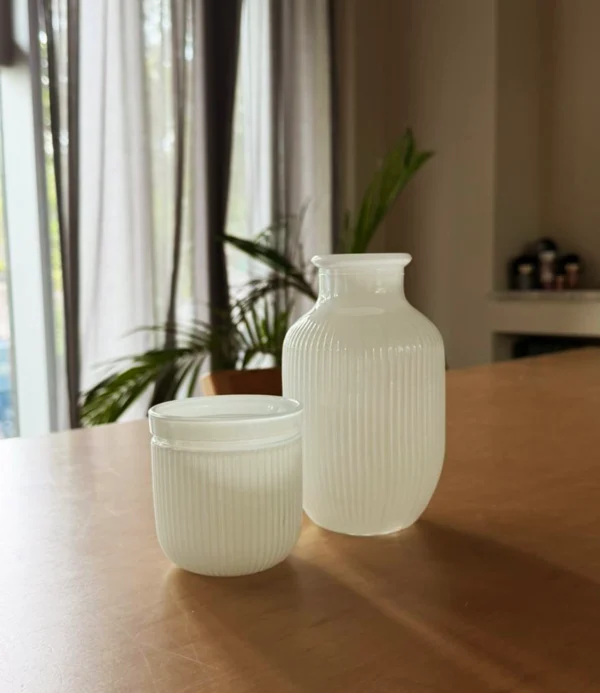 Set botella y vaso blanco Mister Kook