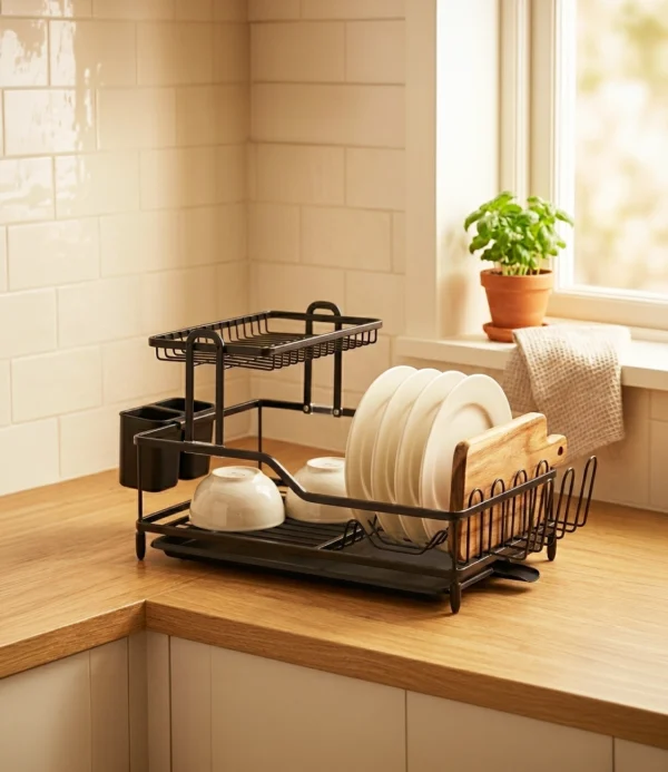 Escurridor de platos Eric multifunción haus up Negro