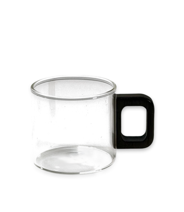 Taza café asa de madera oscura