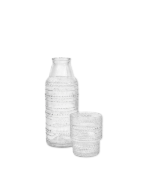 Set botella y vaso punteado