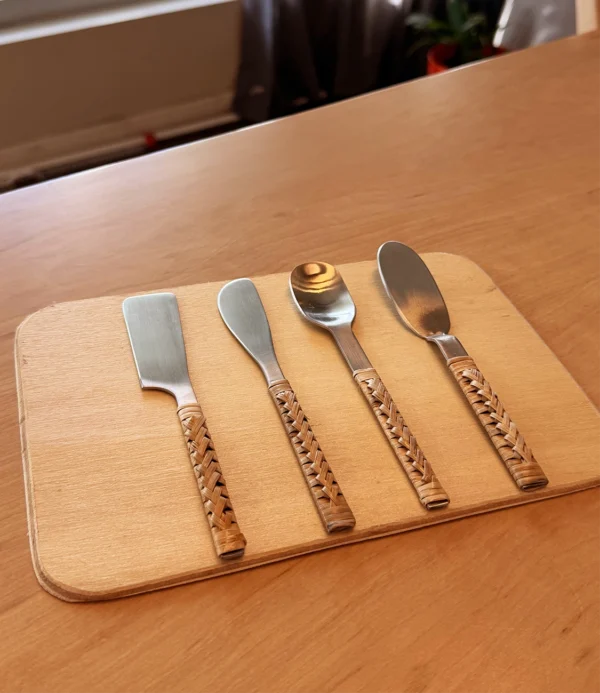 Set Cubiertos Queso Mimbre