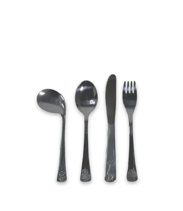 Juego de cubiertos para niños Tramontina Baby Friends de acero inoxidable (4 piezas).