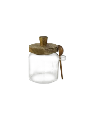 Mielera Tapa y Cuchara de Madera CHICA