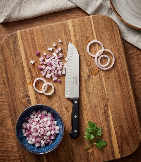 Cuchillo Ultracorte de 7" Hoja Acero Inoxidable Santoku Tramontina