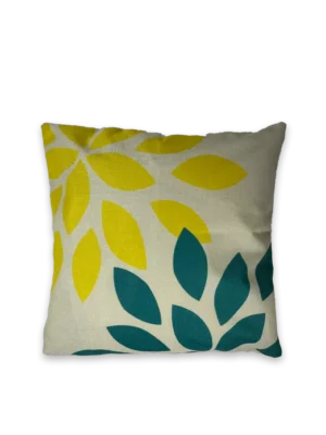 Funda almohadón flores azul y oro