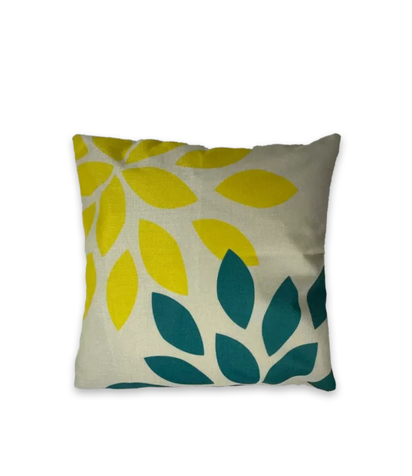 Funda almohadón flores azul y oro