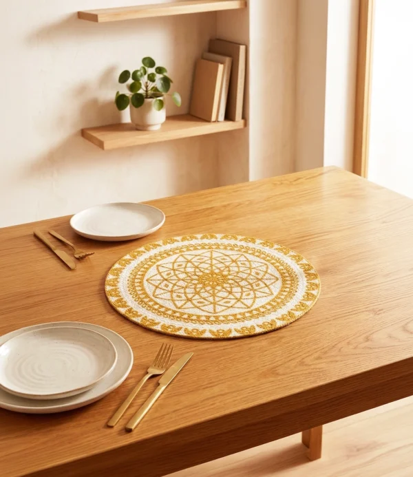 Individuales Algodón Mandala amarillo