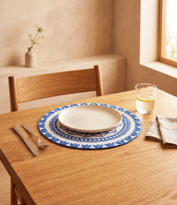 Individuales Algodón Mandala azul