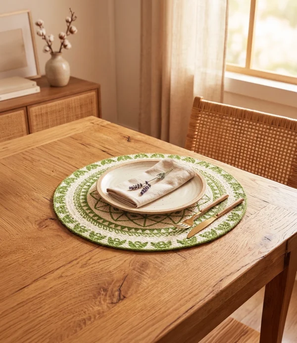 Individuales Algodón Mandala verde