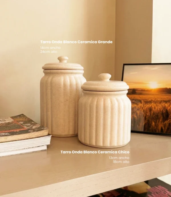 Tarro onda blanco ceramica grande