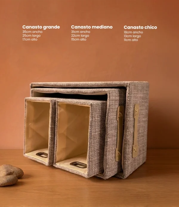 Canasto organizador poliéster gris chico