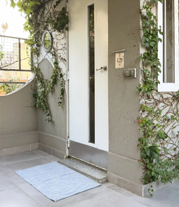 Alfombra algodón rústico celeste