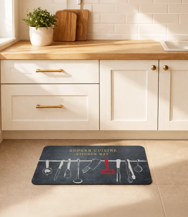 Alfombra de cocina gris chica