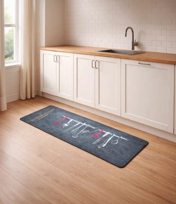 Alfombra de cocina gris grande