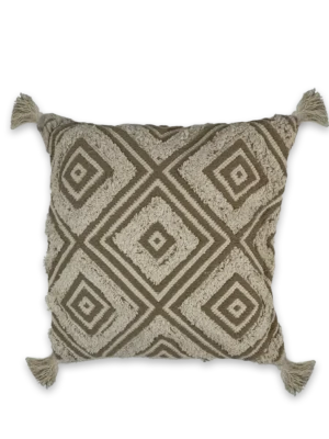 Funda de almohada rombos borlas