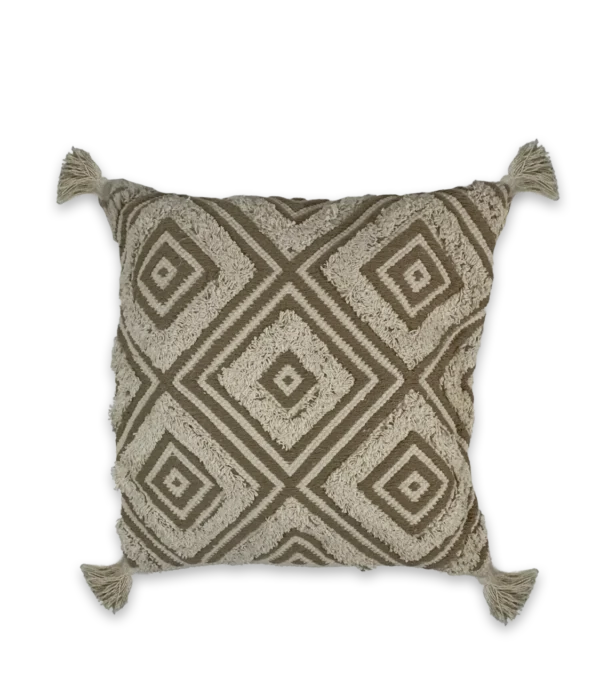 Funda de almohada rombos borlas