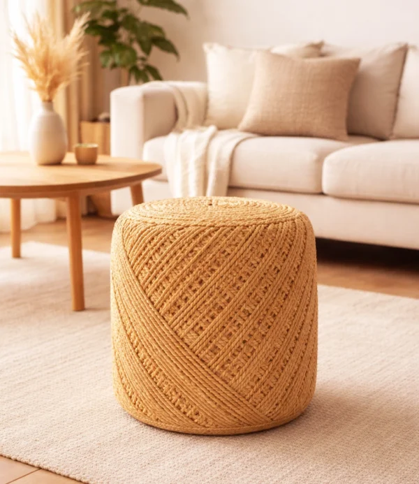 Puff Redondo 40 x 45 cm yute Cruzado