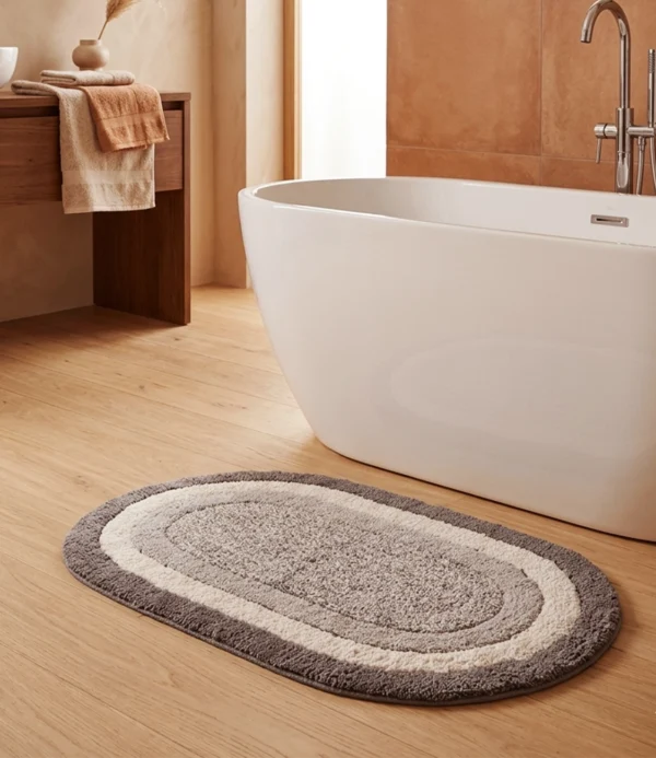 Tapete de baño 100% algodón redondeado