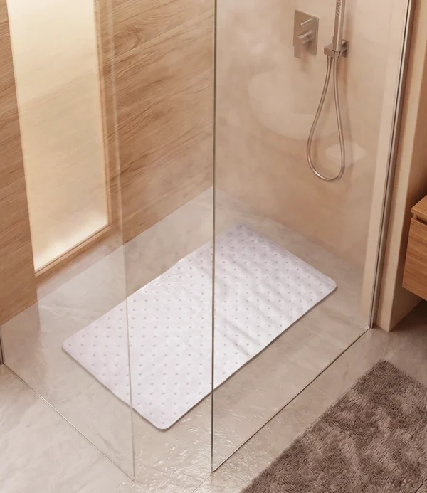 Tapete para baño con sopapa 100% PVC blanco