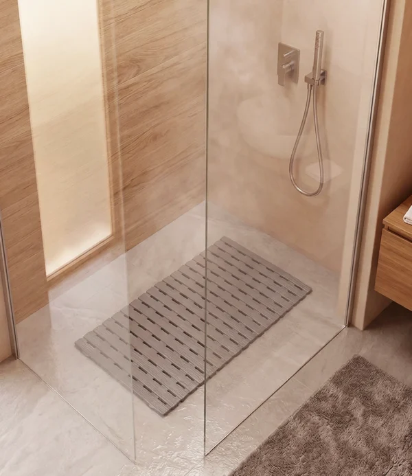 Tapete para baño con sopapa 100% PVC gris