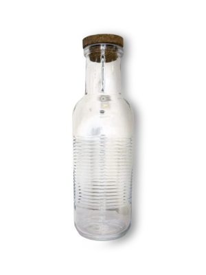 Botella de vidrio trazos con tapa