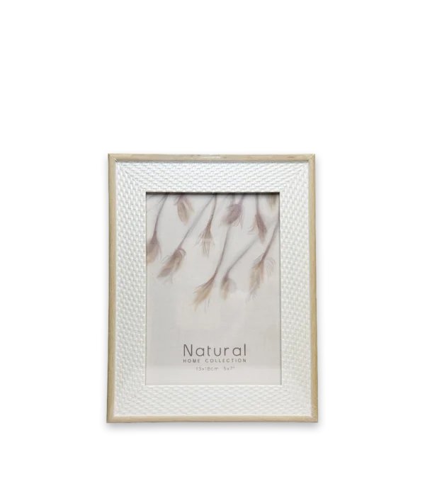 Marco Natural 13x18 tejido claro marco oscuro