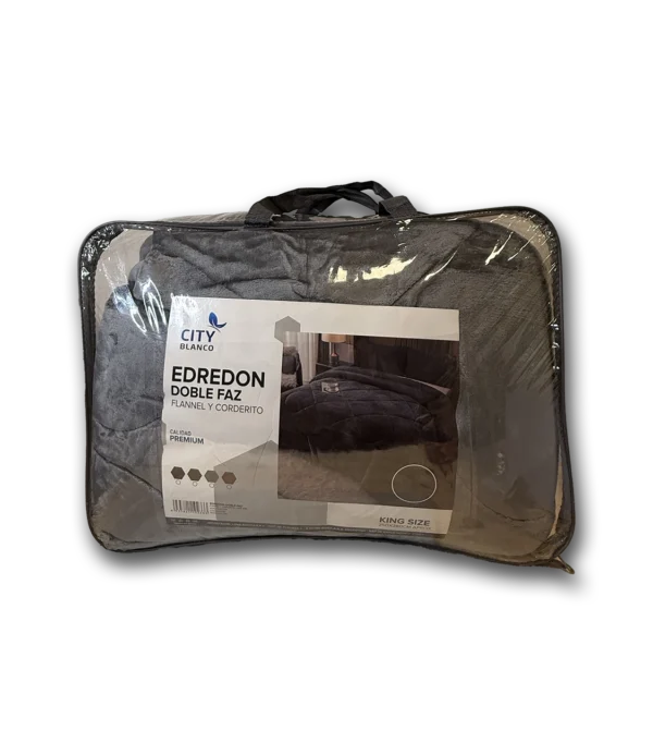 Edredón Flannel y Corderito King Size 250x280 Gris