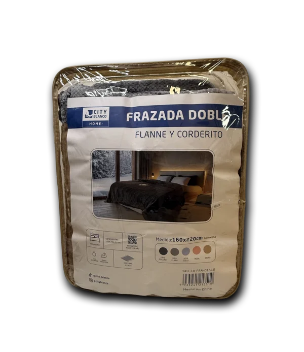 Frazada Doble Flanne y Corderito 160x220 Caqui