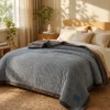Frazada Doble Flanne y Corderito 160x220 Azul Cielo