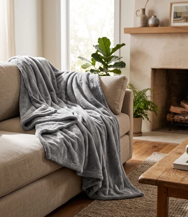 Manta peluche gris
